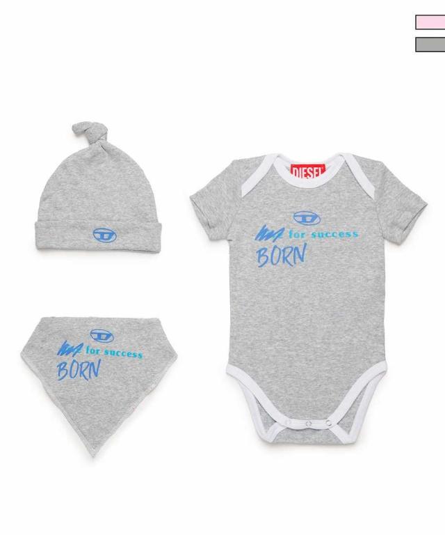 ディーゼル（DIESEL）/DIESEL(ディーゼル)Baby ワンポイントブランドロゴロンパーススタイキャップ3点セット