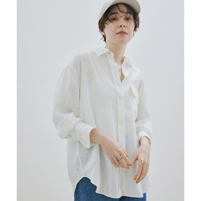 サロン アダム エ ロペ（SALON adam et rope’ ）/【洗える】ノルマンディリネンオーバーシャツ/麻