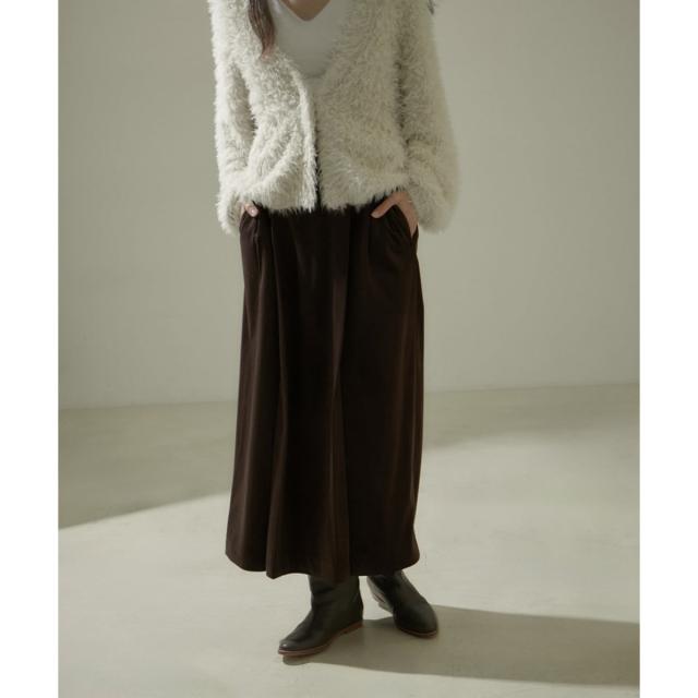 サロン アダム エ ロペ（SALON adam et rope’ ）/マイクロベロアツイルタックタイトスカート【洗える】