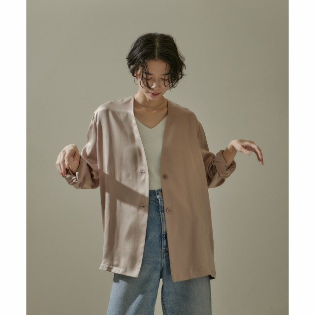 サロン アダム エ ロペ（SALON adam et rope’ ）/[24SS]GENTLE SILKノーカラージャケット【セットアップ対応】