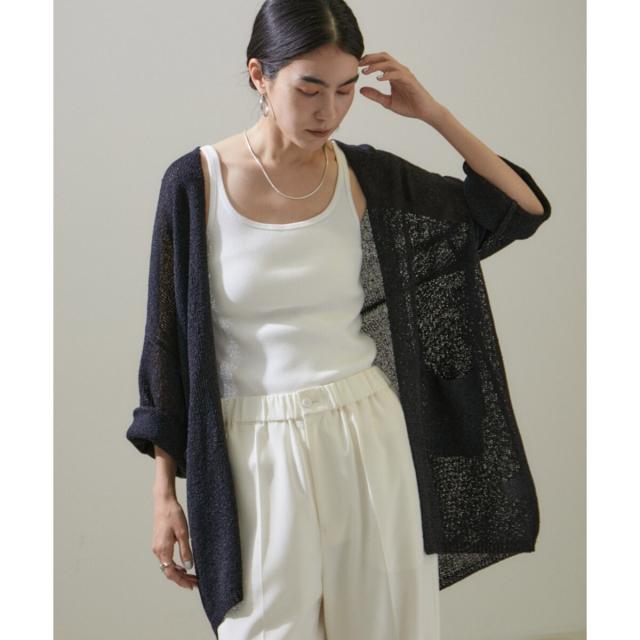 サロン アダム エ ロペ（SALON adam et rope’ ）/ペーパーヤーンリラックスミドルカーディガン【吸水速乾・洗える】の通販は