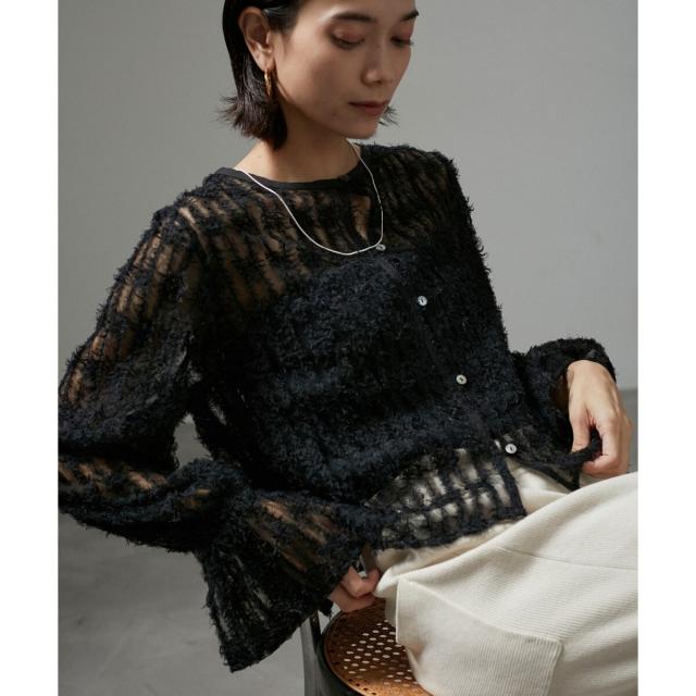 サロン アダム エ ロペ（SALON adam et rope’ ）/【WEB限定】2WAYシアーフリンジチュールブラウス