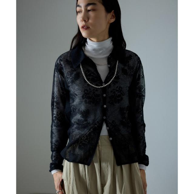 サロン アダム エ ロペ（SALON adam et rope’ ）/モヘヤレース衿付きカーディガン