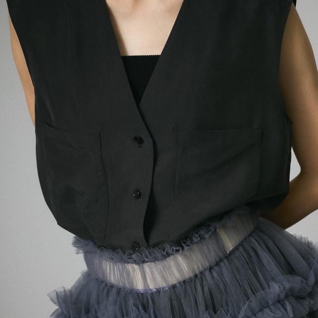 サロン アダム エ ロペ（SALON adam et rope’ ）/[25SS]GENTLE SILKジレ【セットアップ対応】_6