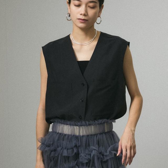 サロン アダム エ ロペ（SALON adam et rope’ ）/[25SS]GENTLE SILKジレ【セットアップ対応】_14