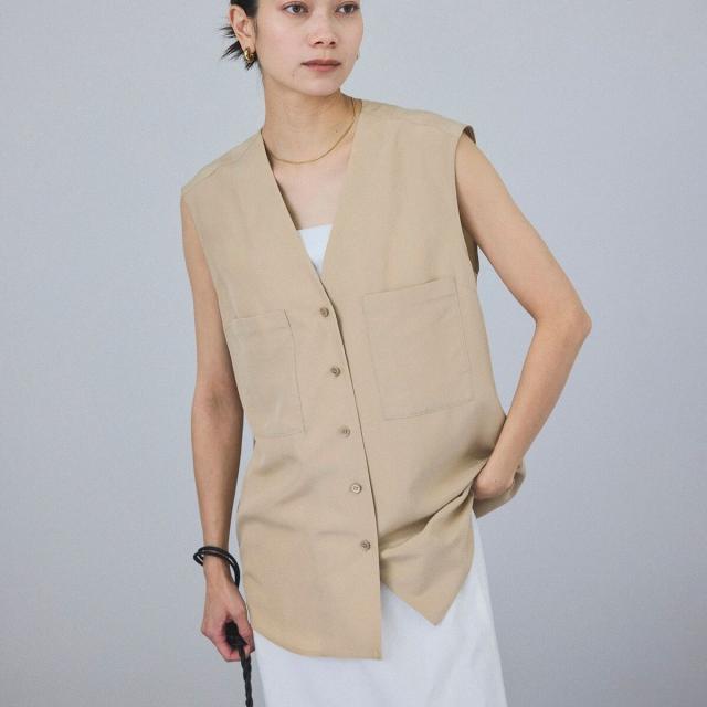 サロン アダム エ ロペ（SALON adam et rope’ ）/[25SS]GENTLE SILKジレ【セットアップ対応】_19