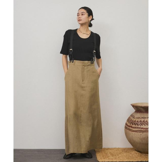 サロン アダム エ ロペ（SALON adam et rope’ ）/【WEB限定】ヨーロピアンフラックスリネンサスペンダースカート［取り外し可能］