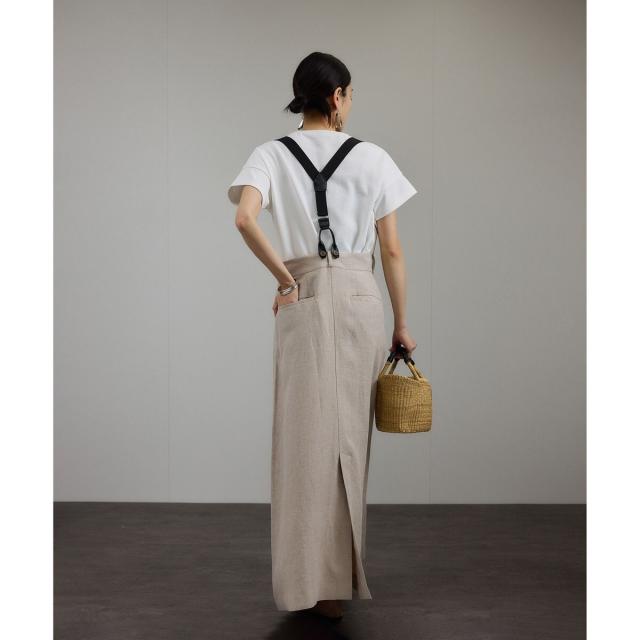 サロン アダム エ ロペ（SALON adam et rope’ ）/【WEB限定】ヨーロピアンフラックスリネンサスペンダースカート［取り外し可能］_4