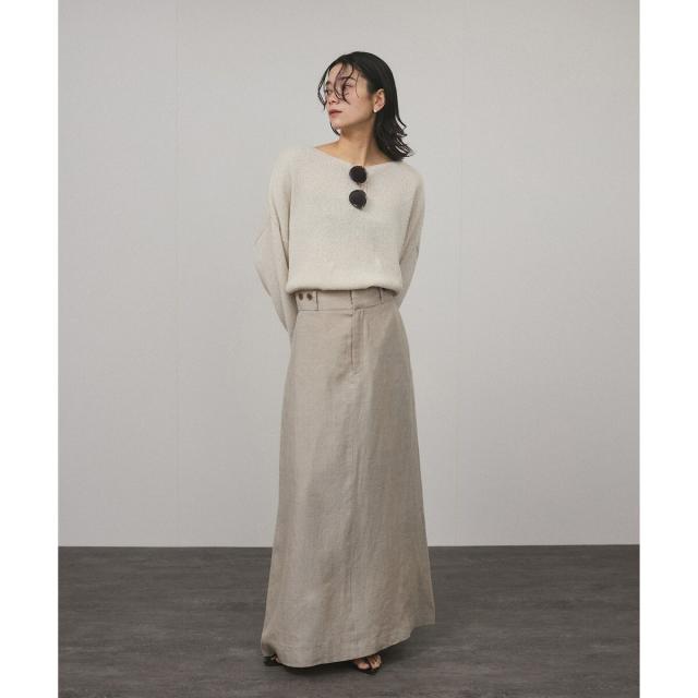 サロン アダム エ ロペ（SALON adam et rope’ ）/【WEB限定】ヨーロピアンフラックスリネンサスペンダースカート［取り外し可能］_5
