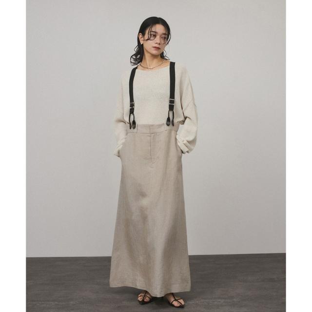 サロン アダム エ ロペ（SALON adam et rope’ ）/【WEB限定】ヨーロピアンフラックスリネンサスペンダースカート［取り外し可能］_6