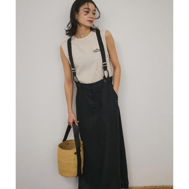 サロン アダム エ ロペ（SALON adam et rope’ ）/【WEB限定】ヨーロピアンフラックスリネンサスペンダースカート［取り外し可能］_11