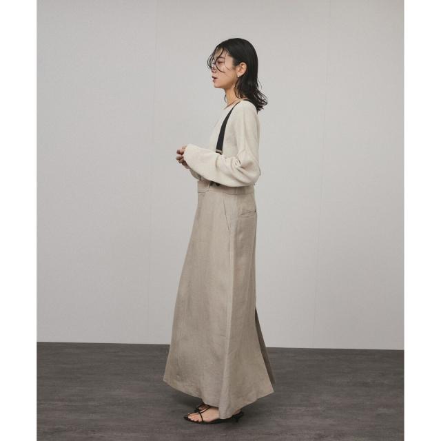 サロン アダム エ ロペ（SALON adam et rope’ ）/【WEB限定】ヨーロピアンフラックスリネンサスペンダースカート［取り外し可能］_12