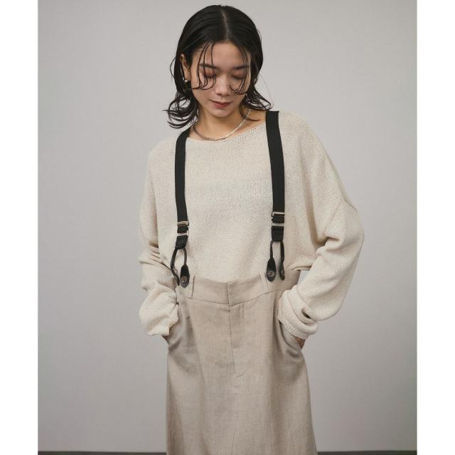サロン アダム エ ロペ（SALON adam et rope’ ）/【WEB限定】ヨーロピアンフラックスリネンサスペンダースカート［取り外し可能］_16