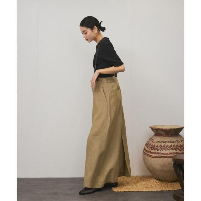サロン アダム エ ロペ（SALON adam et rope’ ）/【WEB限定】ヨーロピアンフラックスリネンサスペンダースカート［取り外し可能］_18