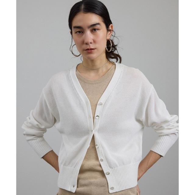 サロン アダム エ ロペ（SALON adam et rope’ ）/ドライコットンメタル釦浅Vネックカーディガン