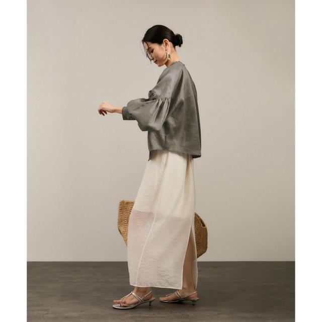 natural by clip リネンミニカラーギャザーブラウス 今季 studio CLIP｜《natural by clip》リネンミニカラーギャザー