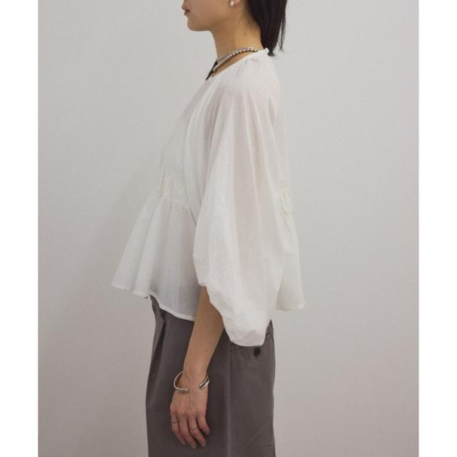 新品　Adam et rope 半袖　五分袖　ブラウス　コットン　ホワイト　38 ADAM ET ROPE' ブラウス シャツ ハーフスリーブダブルボタン