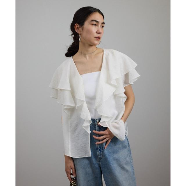 サロン アダム エ ロペ（SALON adam et rope’ ）/シルクブレンドラッフルカラーブラウス_1