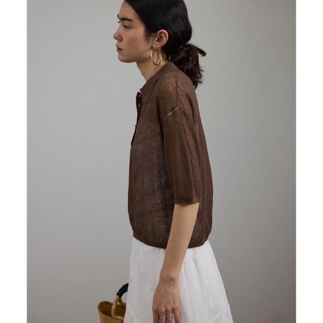 サロン アダム エ ロペ（SALON adam et rope’ ）/シアークレープクロップドポロシャツ_13