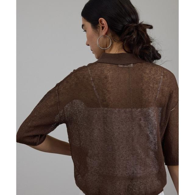サロン アダム エ ロペ（SALON adam et rope’ ）/シアークレープクロップドポロシャツ_15