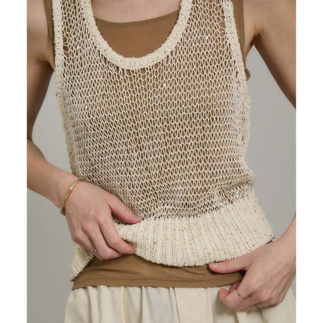 サロン アダム エ ロペ（SALON adam et rope’ ）/ギマコットンスパンコールベスト/タンク