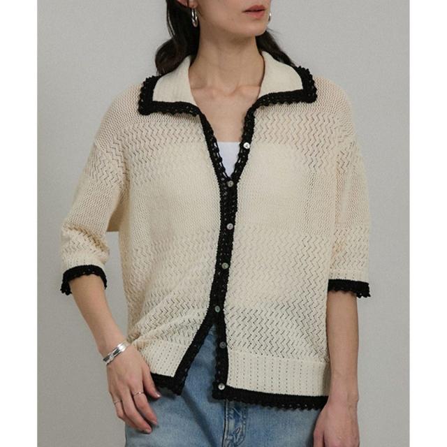 サロン アダム エ ロペ（SALON adam et rope’ ）/クロシェハーフスリーブカーディガン