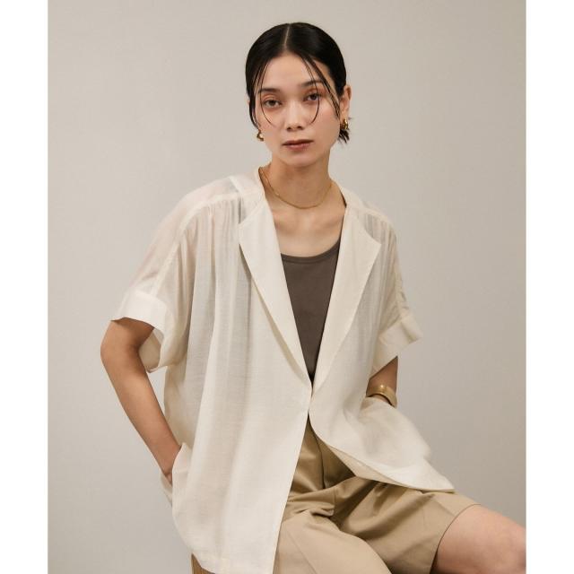 サロン アダム エ ロペ（SALON adam et rope’ ）/【WEB限定】シアーエアリージャケットライクブラウス［洗える］