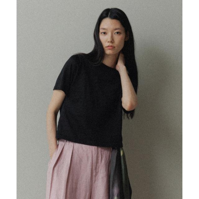 サロン アダム エ ロペ（SALON adam et rope’ ）/クロップドハーフスリーブリネンニット［ドライタッチ・洗える］_6