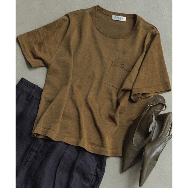 サロン アダム エ ロペ（SALON adam et rope’ ）/クロップドハーフスリーブリネンニット［ドライタッチ・洗える］_11