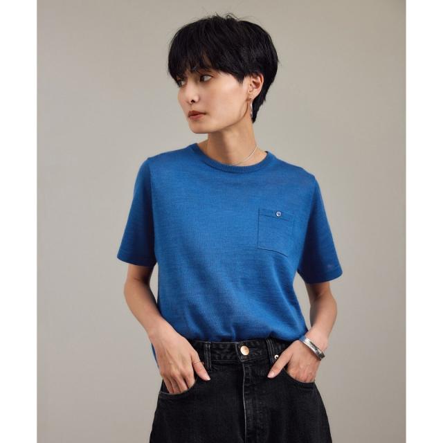 サロン アダム エ ロペ（SALON adam et rope’ ）/クロップドハーフスリーブリネンニット［ドライタッチ・洗える］_15
