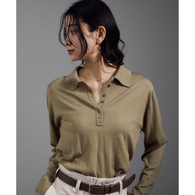 サロン アダム エ ロペ（SALON adam et rope’ ）/30ゲージウールニットポロシャツ