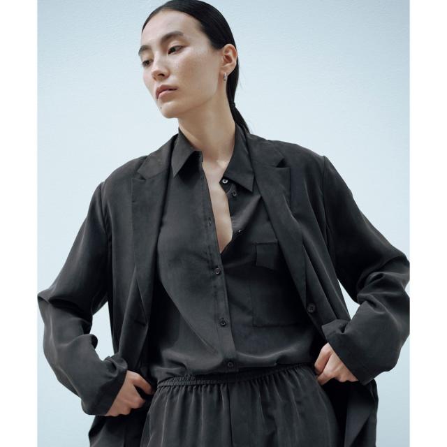 サロン アダム エ ロペ（SALON adam et rope’ ）/[26SS]GENTLE SILK シャツ / セットアップ対応・洗える