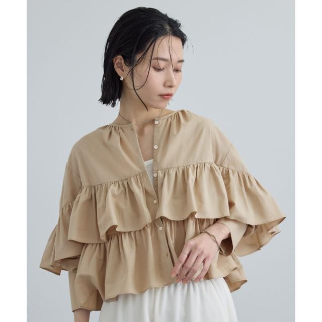 最終価格★SALON adam et rope'2WAYギャザーフリルブラウス サロン アダム エ ロペ（SALON adam et rope' ）/【WEB限定】フリル
