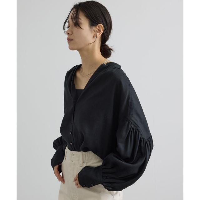 サロン アダム エ ロペ（SALON adam et rope’ ）/リネンスキッパーギャザーブラウス / GENTLE LINEN 新色追加_1