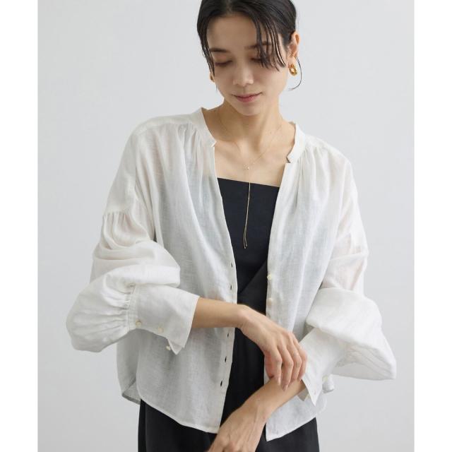 サロン アダム エ ロペ（SALON adam et rope’ ）/リネンスキッパーギャザーブラウス / GENTLE LINEN 新色追加_2