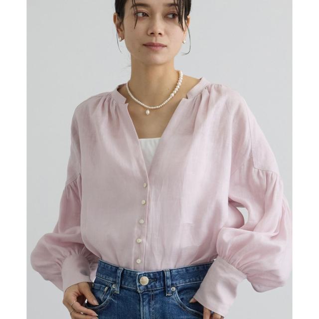 サロン アダム エ ロペ（SALON adam et rope’ ）/リネンスキッパーギャザーブラウス / GENTLE LINEN 新色追加_3