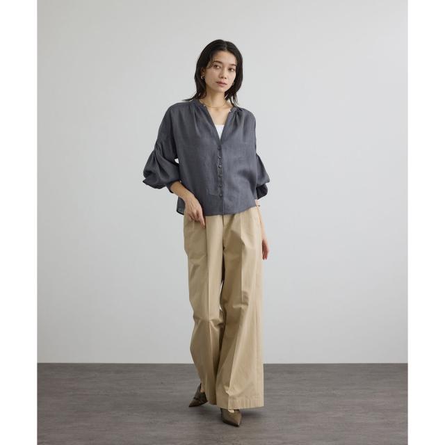 サロン アダム エ ロペ（SALON adam et rope’ ）/リネンスキッパーギャザーブラウス / GENTLE LINEN 新色追加_5