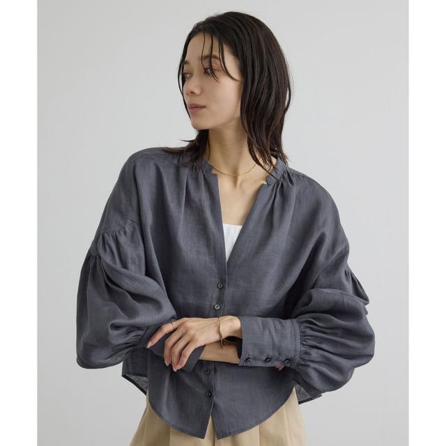 サロン アダム エ ロペ（SALON adam et rope’ ）/リネンスキッパーギャザーブラウス / GENTLE LINEN 新色追加_7