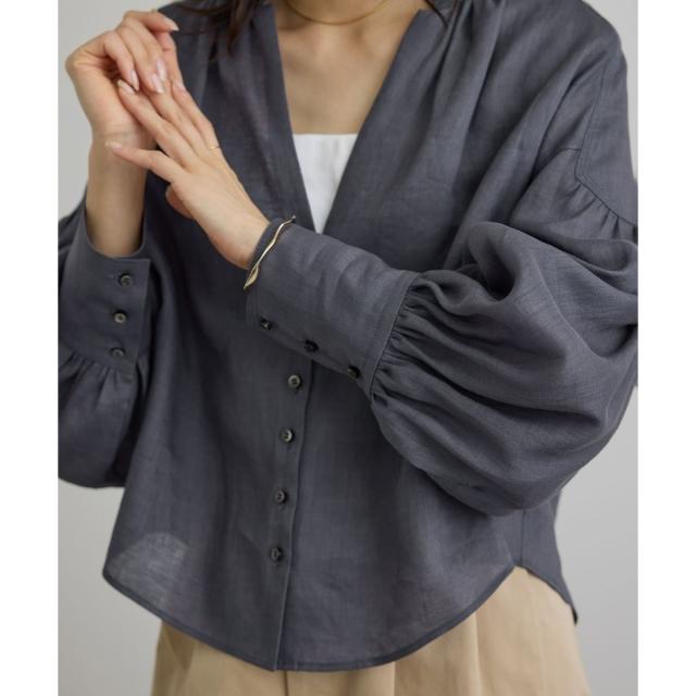 サロン アダム エ ロペ（SALON adam et rope’ ）/リネンスキッパーギャザーブラウス / GENTLE LINEN 新色追加_8