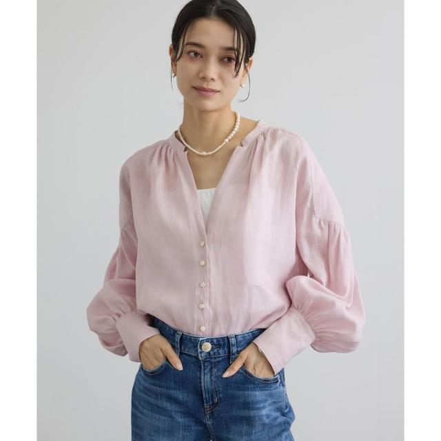 サロン アダム エ ロペ（SALON adam et rope’ ）/リネンスキッパーギャザーブラウス / GENTLE LINEN 新色追加_10