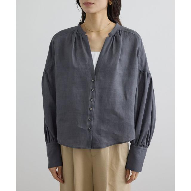サロン アダム エ ロペ（SALON adam et rope’ ）/リネンスキッパーギャザーブラウス / GENTLE LINEN 新色追加_13