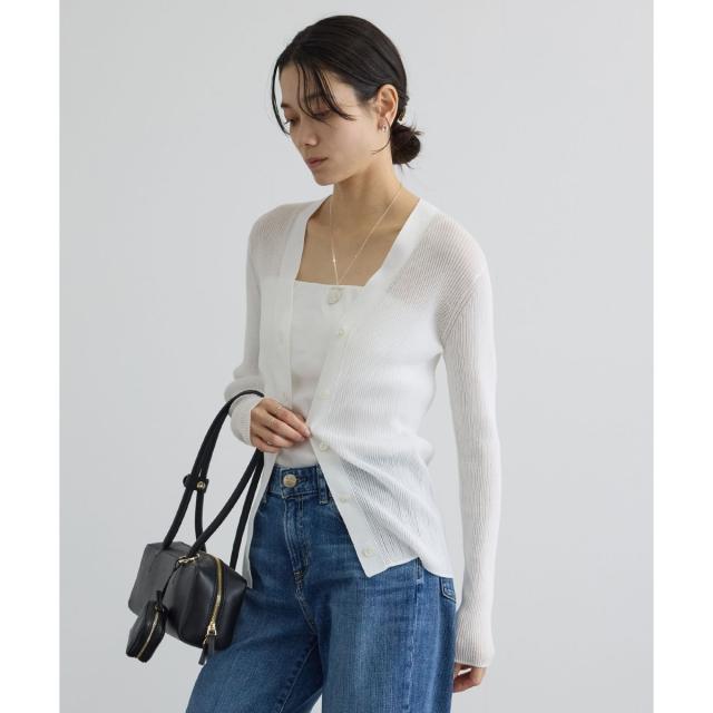 サロン アダム エ ロペ（SALON adam et rope’ ）/【WEB限定】シアーリブニットVネックカーディガン
