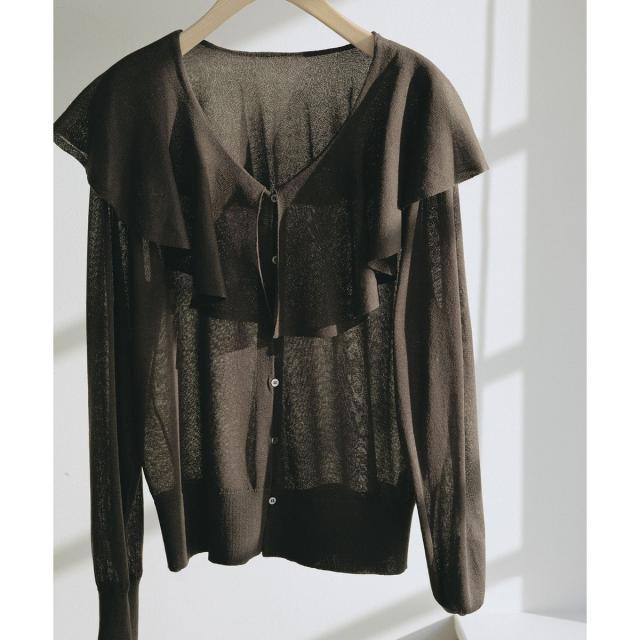 サロン アダム エ ロペ（SALON adam et rope’ ）/【WEB限定】ラッフルフリルシアーニットカーディガン