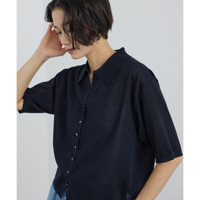 サロン アダム エ ロペ（SALON adam et rope’ ）/【WEB限定】ドライタッチポロニットカーディガン / 洗える