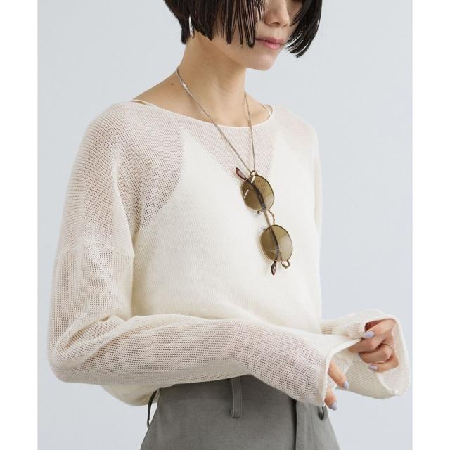 サロン アダム エ ロペ（SALON adam et rope’ ）/オーガニックリネンシアーボートネックプルオーバー_4