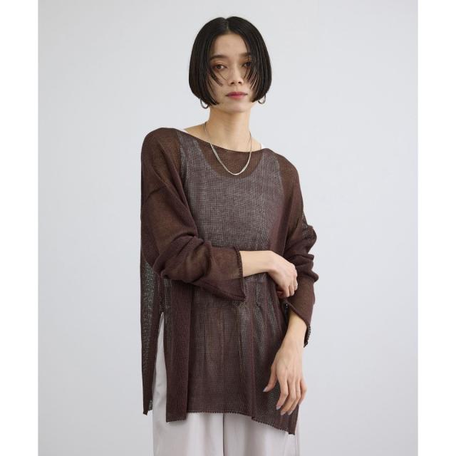 サロン アダム エ ロペ（SALON adam et rope’ ）/オーガニックリネンシアーボートネックプルオーバー_5