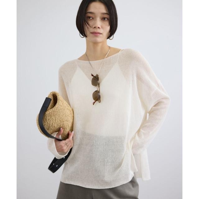 サロン アダム エ ロペ（SALON adam et rope’ ）/オーガニックリネンシアーボートネックプルオーバー_17