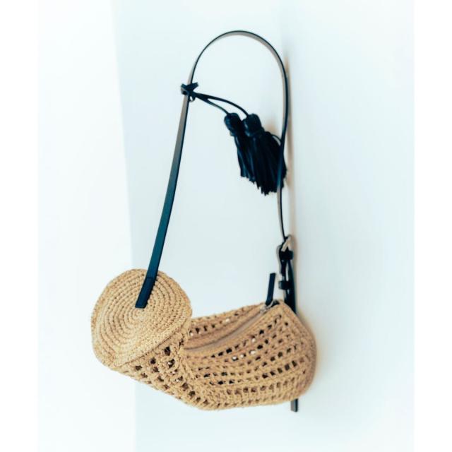 サロン アダム エ ロペ（SALON adam et rope’ ）/【W S（ドゥーブル）】レザーハンドルラフィアミニバッグ