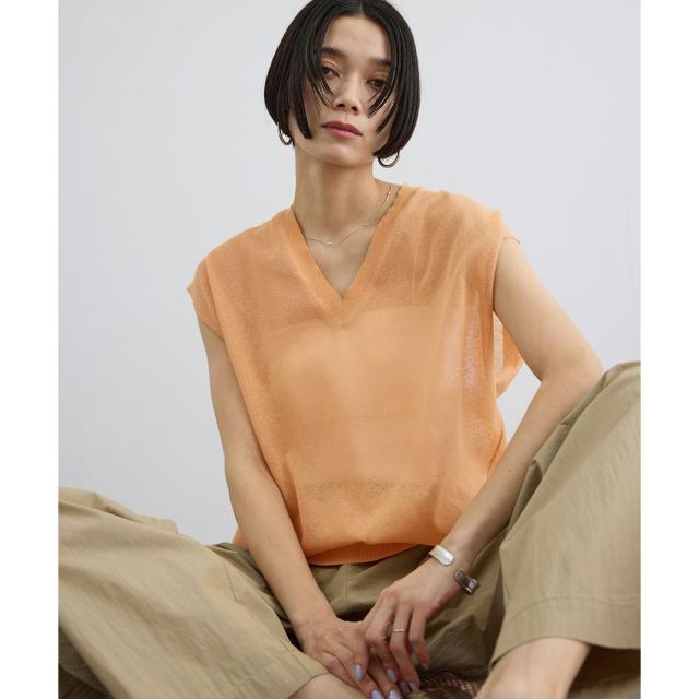 サロン アダム エ ロペ（SALON adam et rope’ ）/コットンリネンシアーVネックベスト