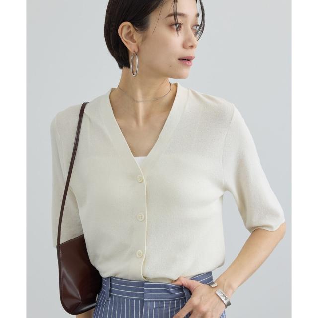 サロン アダム エ ロペ（SALON adam et rope’ ）/LOTUS ハーフスリーブVネックカーディガン / アンサンブル対応_1